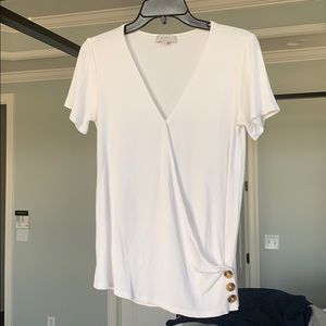 Loft Outlet Ribbed Faux Wrap Knit Top